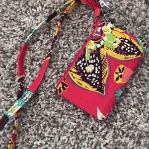 VERA BRADLEY Floral Wristlet with Lanyard